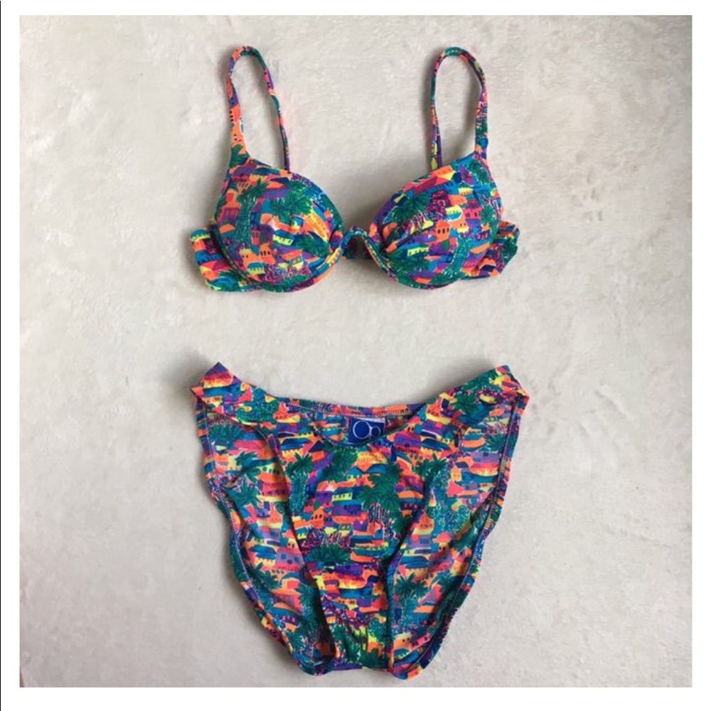 90s Vintage Vibrant Padded Bikini by Ocean Pacific